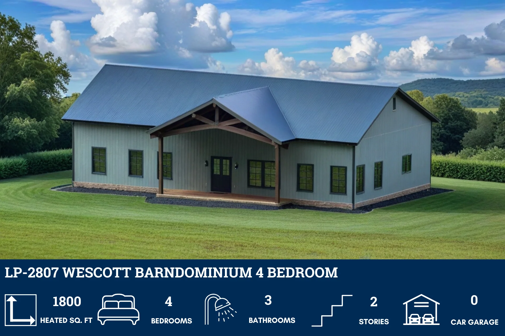 LP-2807 Wescott Barndominium House Plans - Image 6
